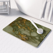 Marble Texture Olive Green Faux Gold Foil Badmat