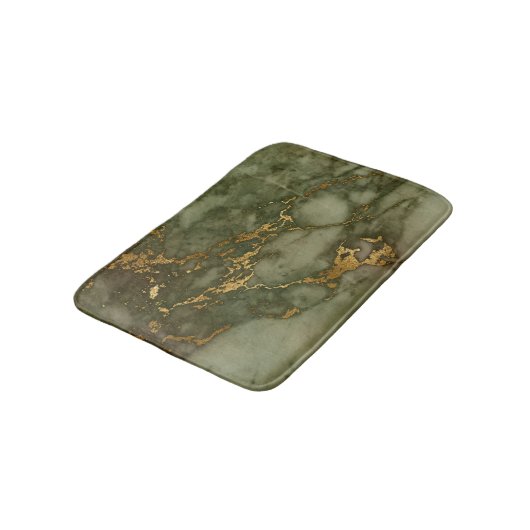 Marble Texture Olive Green Faux Gold Foil Badmat (Gekanteld)