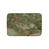 Marble Texture Olive Green Faux Gold Foil Badmat (Voorkant)