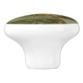 Marble Texture Olive Green Faux Gold Foil Keramische Knop (Zijkant)