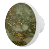 Marble Texture Olive Green Faux Gold Foil Keramische Knop (Rechts)