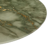 Marble Texture Olive Green Faux Gold Foil Snijplank (Hoek)