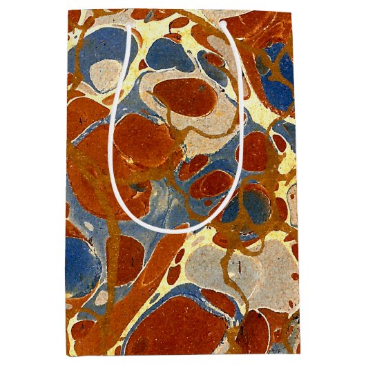 Marble Texture Pattern | Blauw-roodkremgeel Medium Cadeauzakje (Voorkant)