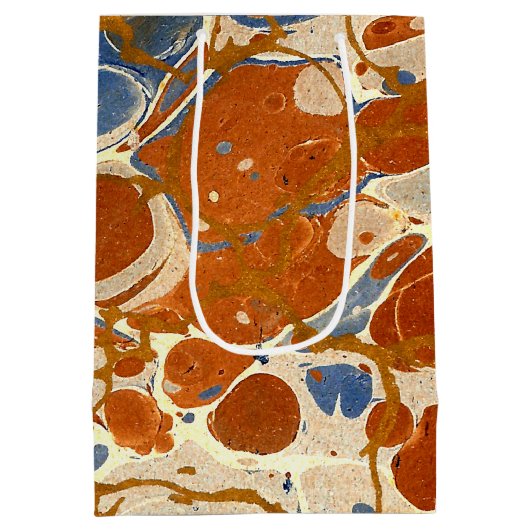 Marble Texture Pattern | Blauw-roodkremgeel Medium Cadeauzakje (Achterkant)