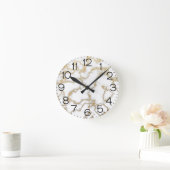 Marble Texture White Gold Modern Luxury Minimum Ronde Klok (Huis)