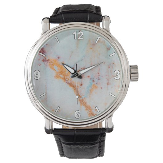 Marble Texture Wrist Watch Modern Minimal Style Horloge (Voorkant)