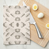 Marble textured geometric sculptures on a beige theedoek (Quarter Fold)