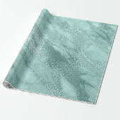 Marble Tiffany Aqua Pastel Stone Abstract Metallic Cadeaupapier (Uitgerold)