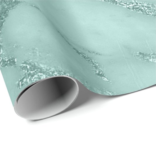 Marble Tiffany Aqua Pastel Stone Abstract Metallic Cadeaupapier (Rol Hoek)