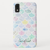Marble Tile Rainbow Mermaid Scallop Patroon Case-Mate iPhone Case (Achterkant)