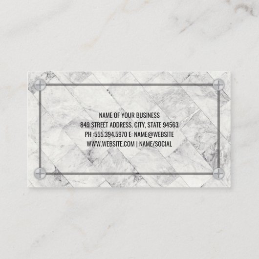 Marble Tiles | Metaalschroeven Visitekaartje (Achterkant)