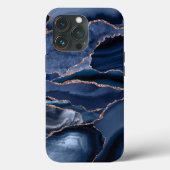 Marble Trendy Navy Blue Agate Geode Case-Mate iPhone Case (Achterkant)
