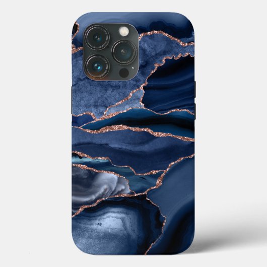 Marble Trendy Navy Blue Agate Geode Case-Mate iPhone Case (Achterkant)