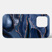Marble Trendy Navy Blue Agate Geode Case-Mate iPhone Case (Achterkant (horizontaal))
