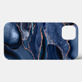 Marble Trendy Navy Blue Agate Geode Case-Mate iPhone Case (Achterkant (horizontaal))