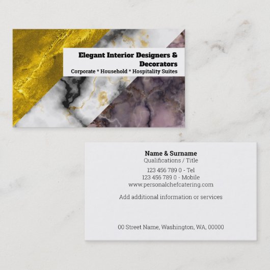 Marble trio Gold white natural stone leveranciers Visitekaartje (Voorkant / Achterkant)