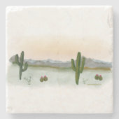 Marble Trivet | Woestijnberg zonsondergang Stenen Onderzetter (Voorkant)