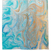 Marble turquoise Gold Silver, mooi, elegant, Ma Douchegordijn (Voorkant)