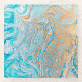 Marble turquoise Gold Silver, mooi, elegant, Ma Glazen Onderzetter