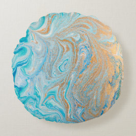 Marble turquoise Gold Silver, mooi, elegant, Ma Rond Kussen