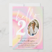 Marble unicorn regenboogpastelfoto hallo 20 kaart (Voorkant)