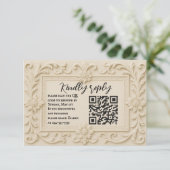 Marble Veil QR Code Wedding RSVP Kaart (Staand voorkant)