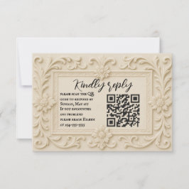 Marble Veil QR Code Wedding RSVP Kaart