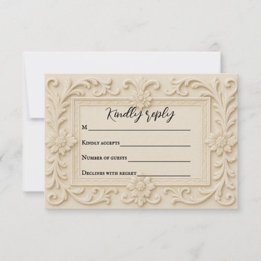 Marble Veil Wedding RSVP Card (Voorkant)