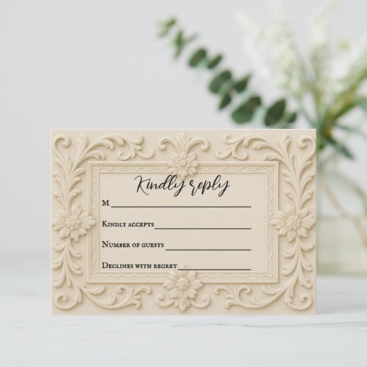 Marble Veil Wedding RSVP Card (Staand voorkant)