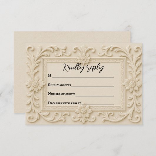 Marble Veil Wedding RSVP Card (Voorkant / Achterkant)