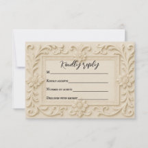 Marble Veil Wedding RSVP Card