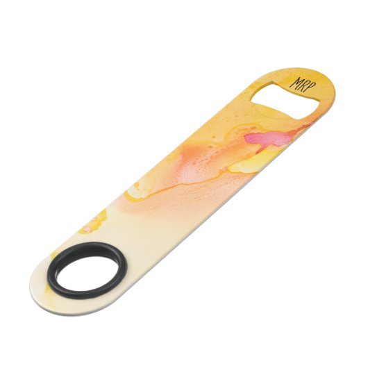 *~* Marble Waterverf Gold Fuchsia Yellow Speed Flessenopener (Achterkant Gekanteld)