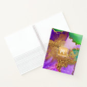 Marble waterverf gold paars aqua green monogram notitieboek (Binnen)