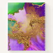 Marble waterverf gold paars aqua green monogram notitieboek (Achterkant)