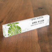 MARBLE WATERVERF GREEN MONSTERA LEAF FOLIAGE NAAMBORDJE (Zijkant)