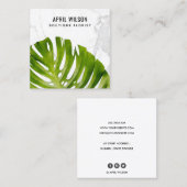 MARBLE WATERVERF GREEN MONSTERA LEAF FOLIAGE VIERKANTE VISITEKAARTJE (Voorkant / Achterkant)