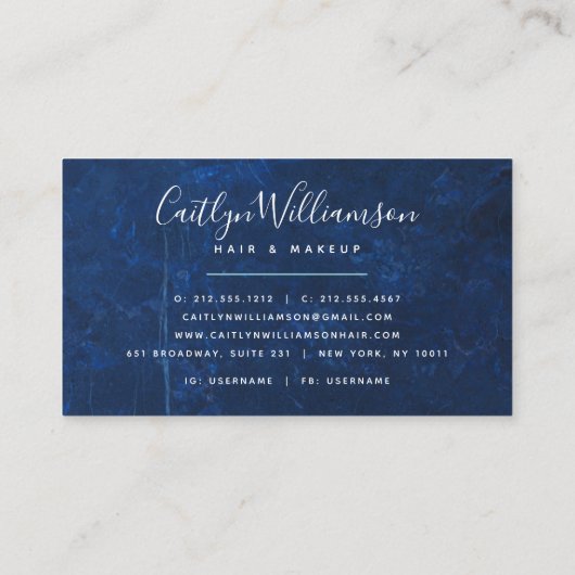 Marble waterverf Silver Turquoise script stylist Visitekaartje (Achterkant)