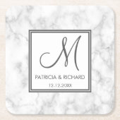 Marble Wedding Monogram Kartonnen Onderzetters (Voorkant)