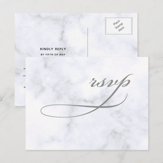 Marble Wedding rsvp Uitnodiging Briefkaart (Voorkant / Achterkant)