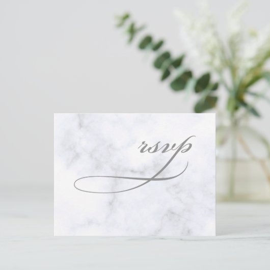 Marble Wedding rsvp Uitnodiging Briefkaart (Staand voorkant)