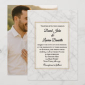 Marble Whisper Photo Wedding Invitation Kaart (Voorkant / Achterkant)