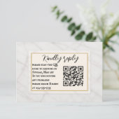 Marble Whisper QR Code Wedding RSVP Card (Staand voorkant)