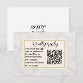 Marble Whisper QR Code Wedding RSVP Card Kaartje (Voorkant / Achterkant)