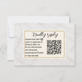 Marble Whisper QR Code Wedding RSVP Card Kaartje