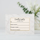 Marble Whisper Wedding RSVP Card (Staand voorkant)