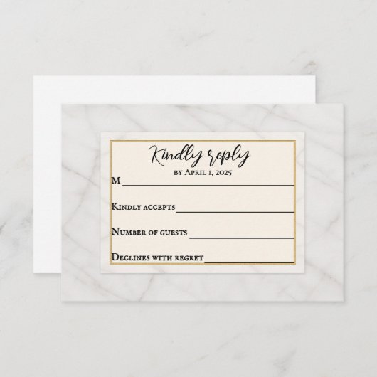 Marble Whisper Wedding RSVP Card (Voorkant / Achterkant)