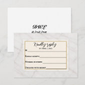Marble Whisper Wedding RSVP Card Kaartje (Voorkant / Achterkant)
