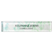 Marble White Blue Pattern Monogram Name Modern Naambordje (Voorkant)