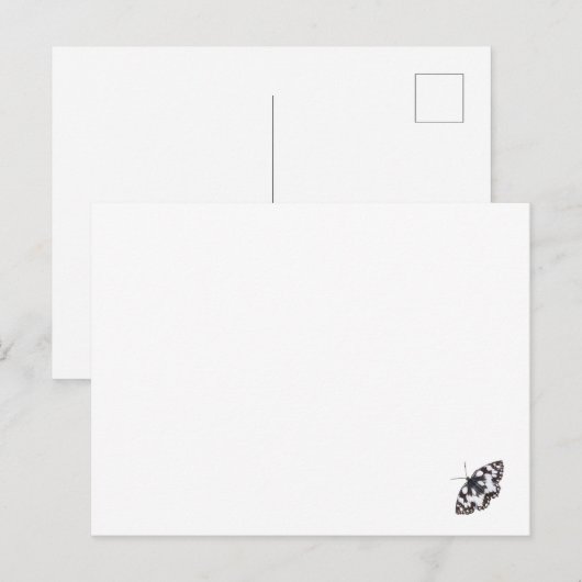 Marble White Butterfly Card Briefkaart (Voorkant / Achterkant)