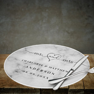 Marble white de heer mevrouw elegant recent weds snijplank